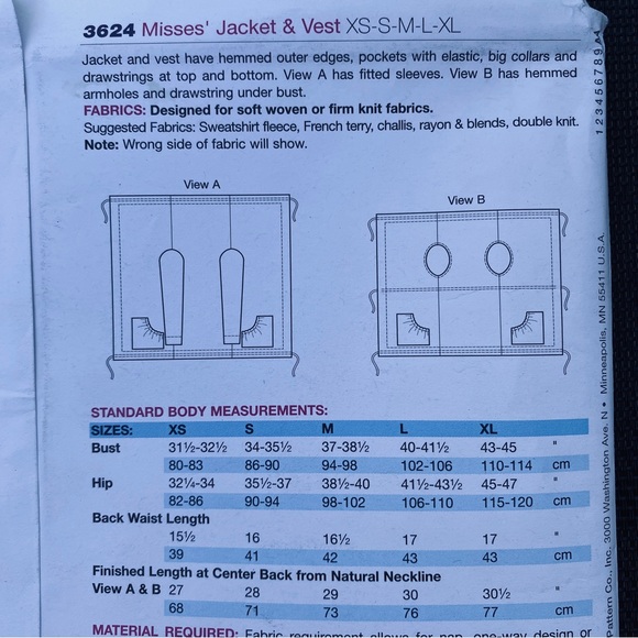 KWIK SEW 3624 BRAND NEW jacket sewing pattern Never opened rare find - Picture 3 of 4